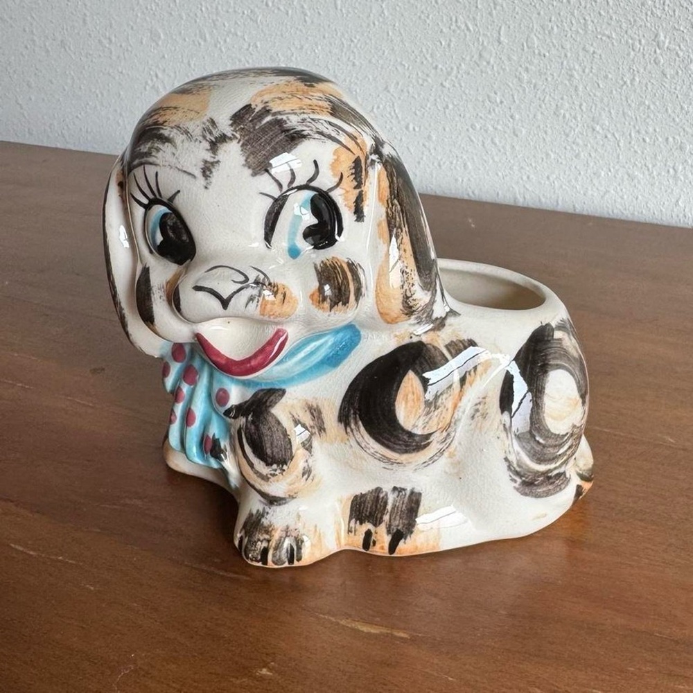 1960s Vintage Dog Planter, MCM Ceramic Decor
